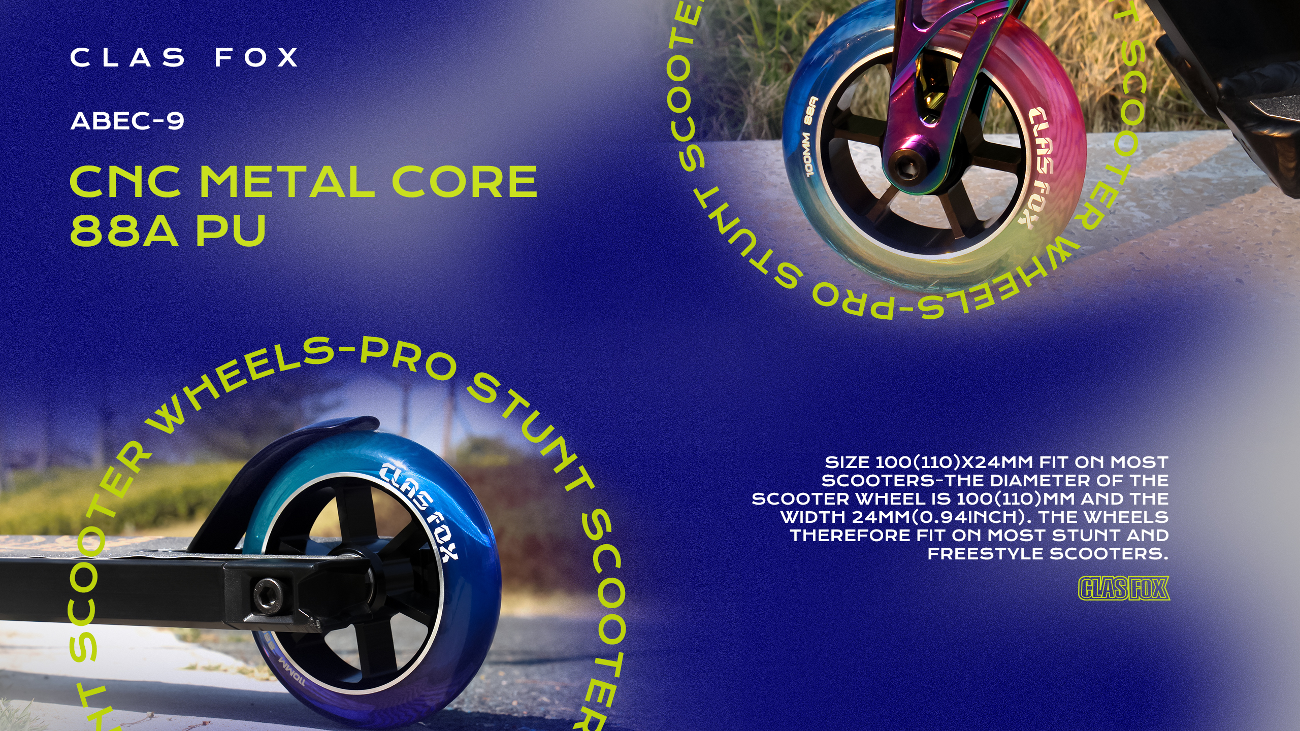 Amazon.com: CLAS FOX Mixture Wheels 88A Pro Stunt Scooter Wheels